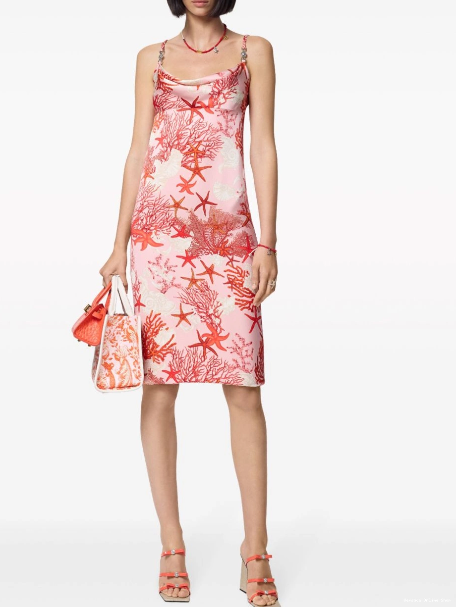 Cheap slip Women Sea Barocco Versace silk dress 0716
